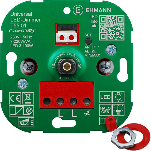 Inconnu - Variateur rotatif Ehmann T55.01 5500x0100 Adapté pour: Lampe LED, Lampe halogène, Ampoule électrique 1 pc(s) Inconnu  - Interrupteur variateur