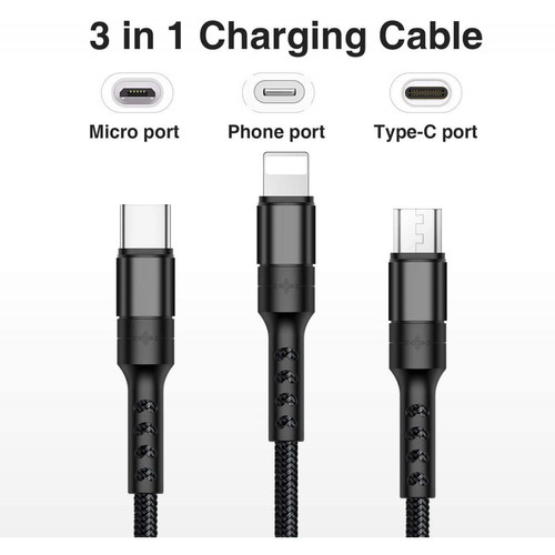 Ineck - INECK - Cable UBS multi embout, micro USB, USB Type C, lightning - compatible avec smartphones, kindle, - Câble Lightning