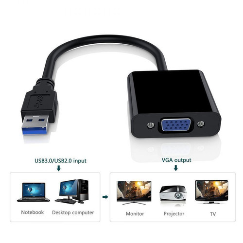 Câble antenne INECK - USB 3.0 vers VGA Multi-Affichage Adaptateur Convertisseur Video Externe Carte graphique