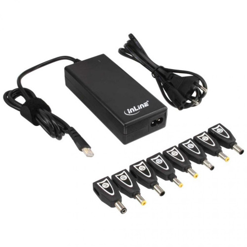 Inline - Adaptateur d'alimentation pour ordinateur portable InLine® 90W USB 100-240V noir incl. 8 astuces - Alimentation non modulaire