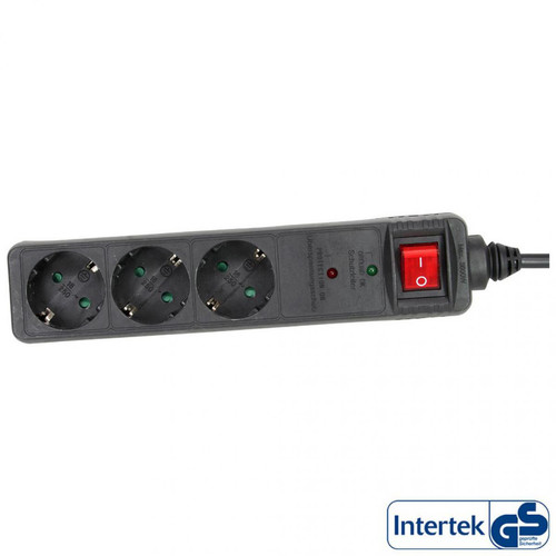 Inline - Barrette d'alimentation InLine® 3 ports avec protection 3x Type F allemand avec interrupteur noir 1,5 m Inline  - Blocs multiprises
