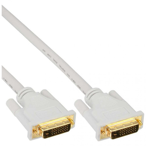 Inline - Câble InLine® DVI-D 24 + 1 mâle vers mâle DVI Dual Link blanc / or 5 m Inline  - Câble et Connectique