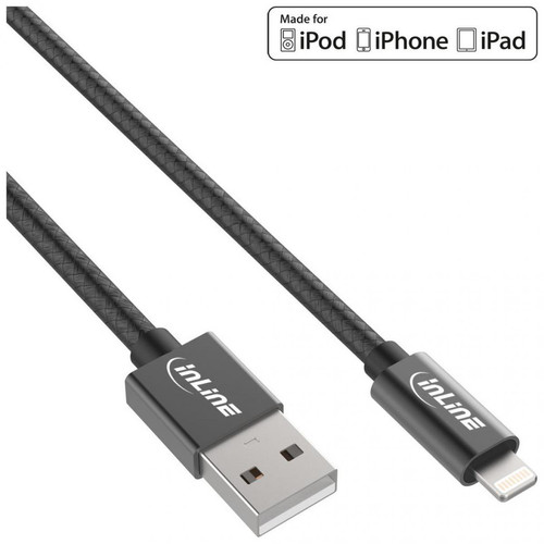 Inline - Câble USB InLine® Lightning pour iPad iPhone iPod noir 1m Inline  - Câble Lightning