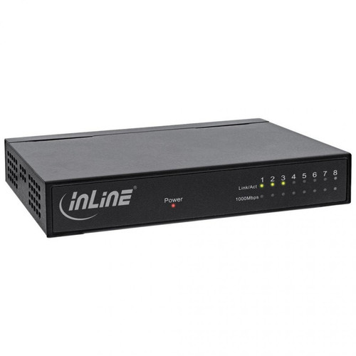 Inline - Commutateur réseau InLine® à 8 ports, Ethernet Gigabit, 10/100 / 1000MBit / s, Bureau, Métal, sans ventilateur, ports blindés Inline   - Inline