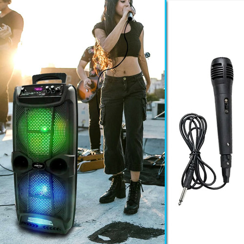 Sonorisation portable Inovalley KA20 Enceinte karaoké Lumineuse Bluetooth - 800W - Port USB/Micro SD/AUX-in/DC