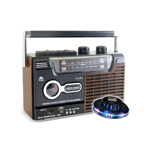 Radio Innovalley Radio-cassette USB look Rétro OLDSOUND Inovalley RK10N - Radio FM/AM/SW, Lecteur enregistreur K7 audio, 1 x 8W, LED OVNI