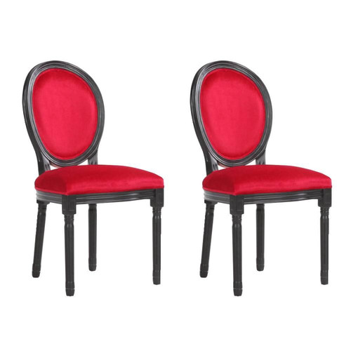 Chaises Inside 75 Lot de 2 chaises médaillon VERSAILLES style louis XVI velours rouge