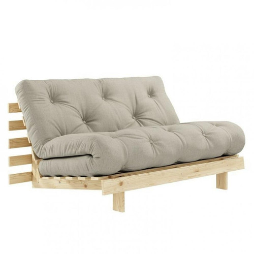Inside 75 - Canapé convertible futon ROOTS pin naturel tissu Lin couchage 160*200 cm Inside 75  - Inside 75
