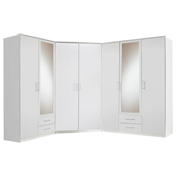 Armoire Inside 75 Composition d'angle rangement dressing DORVAL blanc 216 x 260 cm