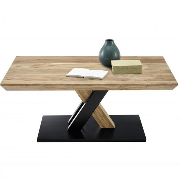 Tables d'appoint Inside 75 Table basse Design MAVERICK en chêne acacia Piètement bicolor noir mat/acacia