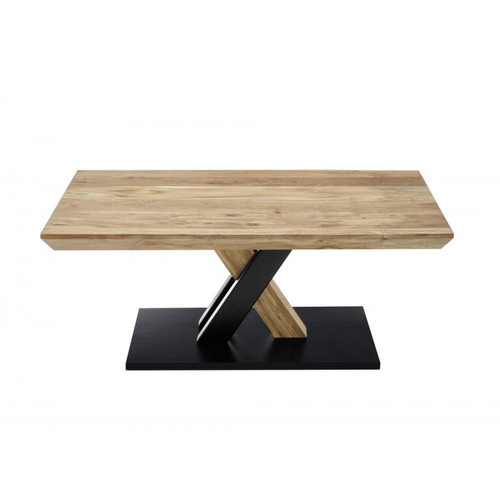 Tables d'appoint Table basse Design MAVERICK en chêne acacia Piètement bicolor noir mat/acacia