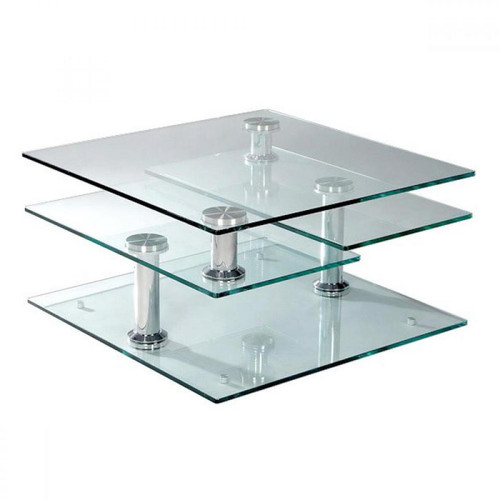 Inside 75 - Table basse MOVING modulable en verre transparent piétement chrome - Inside 75