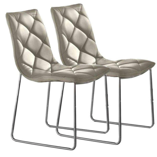 Inside 75 - Lot de 2 chaises TOSCANE polyuréthane façon cuir sable piétement acier chromé Inside 75  - Chaises