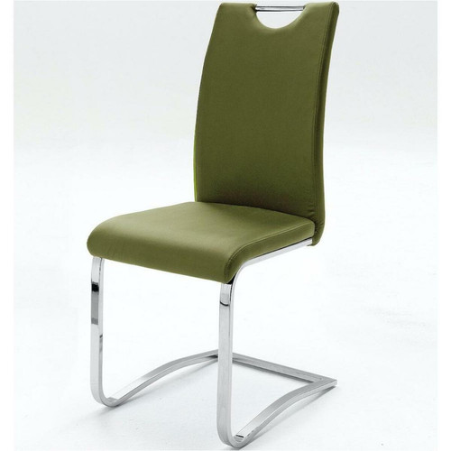 Inside 75 - Lot de 4 chaises KILOU coloris olive avec piètement luge Inside 75  - Lot de 4 chaises Chaises