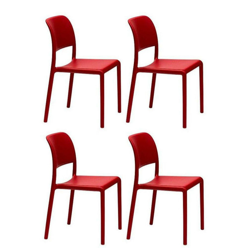 Inside 75 - Lot de 4 chaises RIVER empilables design coloris rouge. Inside 75  - Lot de 4 chaises Chaises