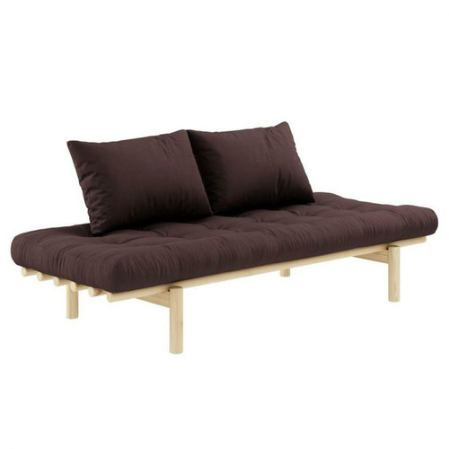 Inside 75 - Méridienne futon PACE en pin coloris marron couchage 75*200 cm. Inside 75  - Bons Plans Maison