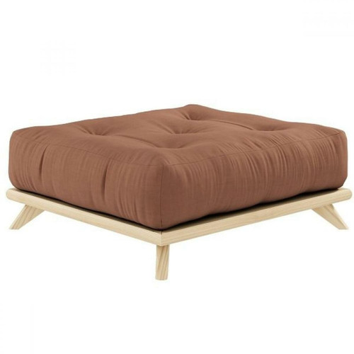Inside 75 - Pouf futon SENZA pin naturel coloris brun argile de 90 x 100 cm. Inside 75  - Poufs Chanvre (57%) - laine (23%) - coton (20%) : (enveloppe)