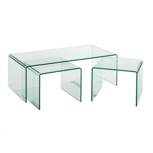 Inside 75 - Set de 3 tables gigognes MAINTY en verre transparent Inside 75  - Inside 75