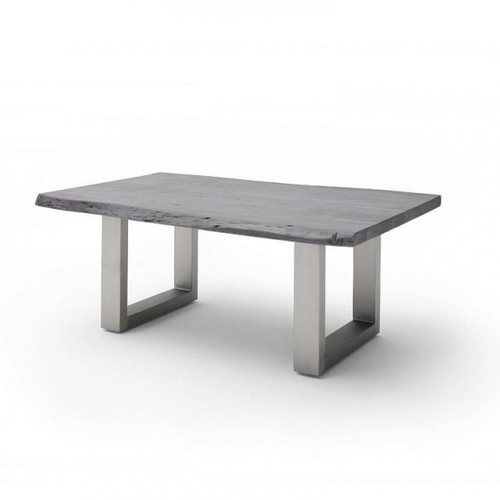 Inside 75 - Table basse CLAREN plateau 110 en acacia laqué gris piétement U acier brossé Inside 75  - Table acacia