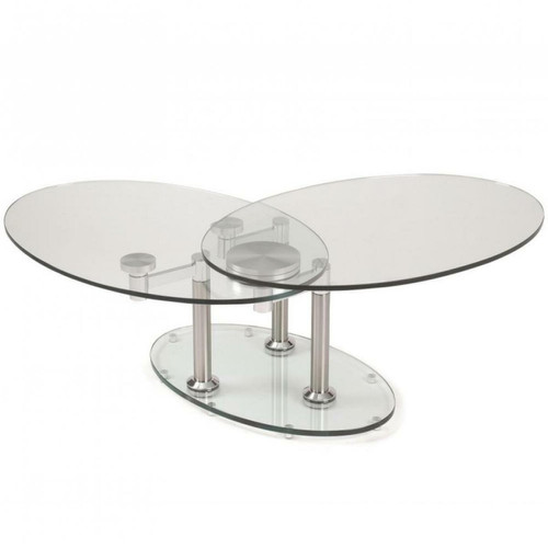 Tables à manger Inside 75 Table basse DOUBLE CHROME à plateaux pivotants en verre et acier chromé