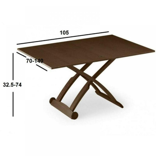 Tables à manger Table basse relevable extensible italienne MASCOTTE  wengé 105 x 70/140 cm
