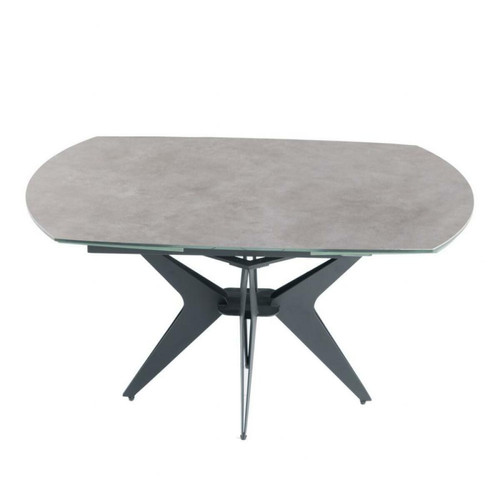 Inside 75 - Table de repas extensible BOOMERANG 160/228 x  95 cm plateau céramique ciment pied acier noir Inside 75  - Table plateau ceramique