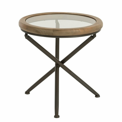 Inside 75 - Table gigogne ronde SHON verre, métal noir et bois marron ( SMALL ) Inside 75  - Tables à manger