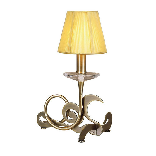 Inspired - Lampe de table 1 lumière E14, laiton antique avec abat-jour crème ambre Inspired  - Luminaires