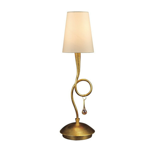 Inspired - Lampe de table 1 lumière E14, or peint avec abat-jour crème et gouttelettes de verre ambré Inspired - Maison Jaune