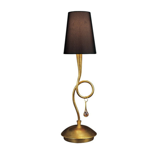 Inspired - Lampe de table 1 lumière E14, or peint avec abat-jour noir et gouttelettes de verre ambré Inspired  - Abat jour noir or