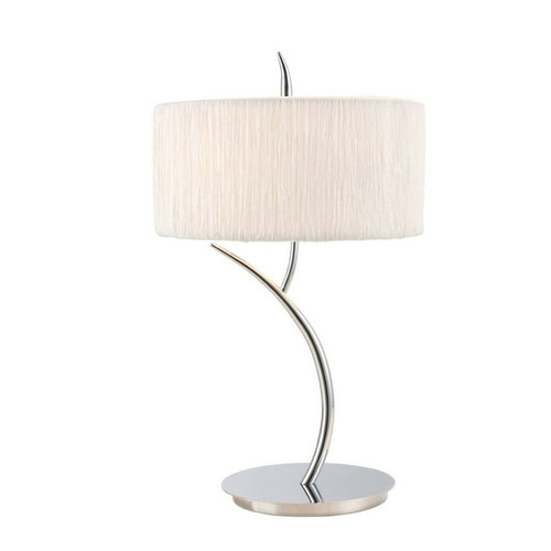 Inspired - Lampe de table 2 ampoules E27 grande, chrome poli avec abat-jour rond blanc Inspired  - Luminaires Gris