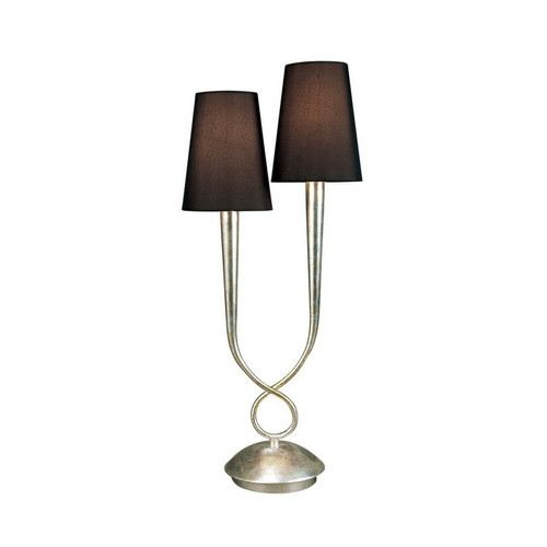 Inspired - Lampe de table 2 lumières E14, argent peint avec abat-jour noir Inspired  - Lampe à lave Luminaires