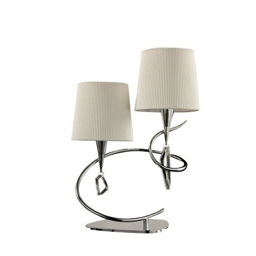 Inspired - Lampe de table 2 lumières E14, chrome poli avec abat-jour blanc ivoire Inspired  - Lampes à poser