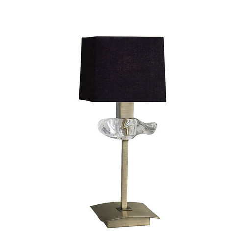 Inspired - Lampe de table Akira à 1 lumière E14, laiton antique avec abat-jour noir Inspired - Luminaires
