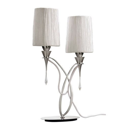 Inspired - Lampe de table Lucca 2 lumières E27, chrome poli avec abat-jour blancs et cristal clair Inspired  - Lampe à lave Luminaires