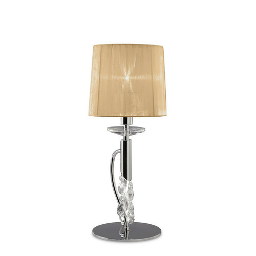 Inspired - Lampe de table Tiffany 1+1 lumière E14+G9, chrome poli avec abat-jour en bronze doux et cristal clair Inspired - Lampes à poser