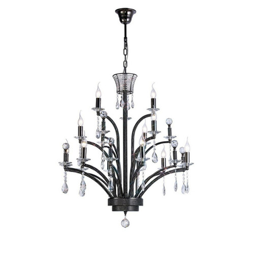 Inspired - Lustre suspendu au plafond, grand, 12 ampoules, chrome noir (assemblage nécessaire) Inspired  - Grand lustre