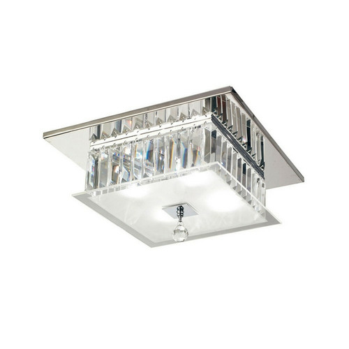 Inspired - Plafonnier carré à 4 ampoules, chrome poli, verre, cristal Inspired  - Maison