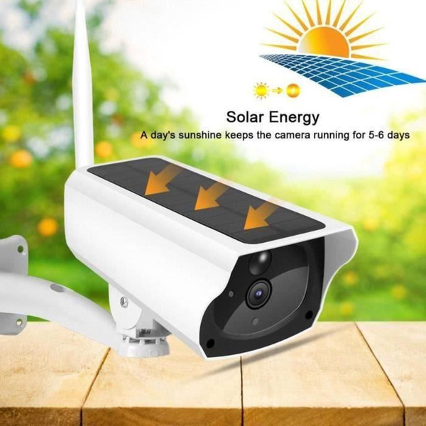 Caméra de surveillance connectée marque generique BK Système de surveillance WiFi solaire et étanche par interphone vocal bidirectionnel avec caméra extérieure 1080p HD