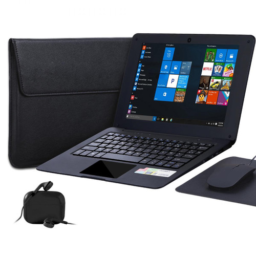 PC Portable Intel Ordinateur portable léger de 10,1 pouces Windows 10 mini netbook avec Netflix Youtube Bluetooth Wifi