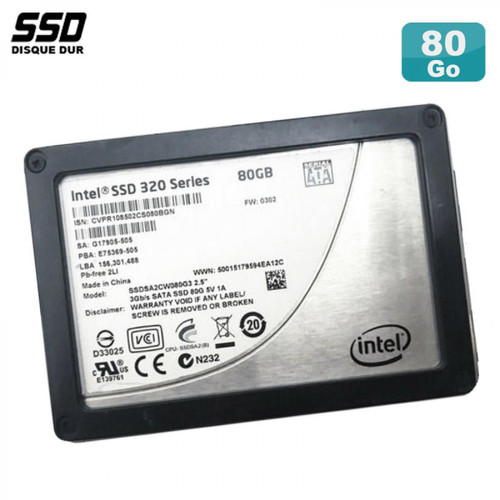 Intel - SSD 80Go 2.5" Intel 320 Series SSDSA2CW080G3 0362 SATA III 6Gbps - Disque Dur interne 2.5"