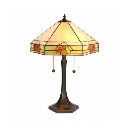 Interiors 1900 - Lampe de table moyenne à 2 lumières, bronze foncé, verre Tiffany, E27 Interiors 1900  - Lampe à lave Luminaires
