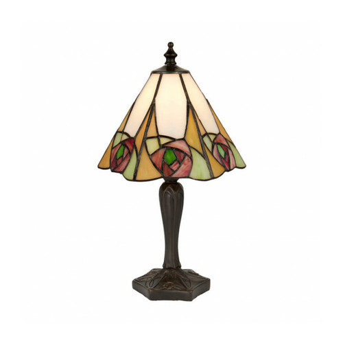 Interiors 1900 - Petite lampe de table à 1 ampoule en verre Tiffany, peinture bronze foncé avec reflets, E14 Interiors 1900  - Interiors 1900
