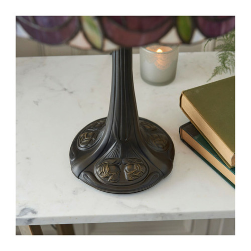 Lampes à poser 1 lampe de table moyenne légère en verre Tiffany, peinture bronze foncé avec des reflets, E27