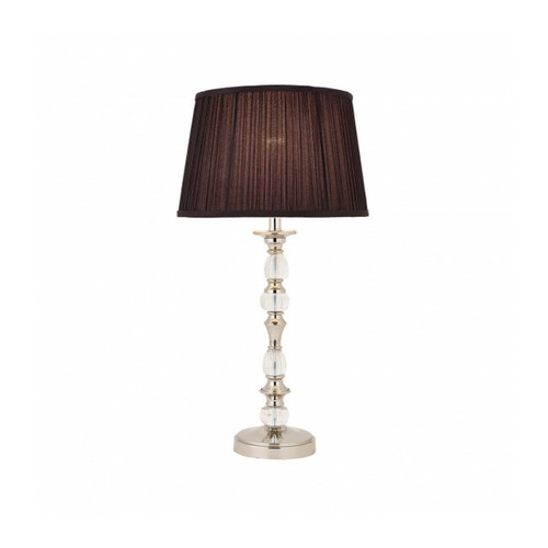 Interiors 1900 - Lampe de table moyenne à 1 lumière, plaque de nickel poli avec abat-jour noir, E27 Interiors 1900  - Lampe à lave Luminaires