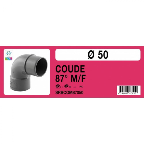 Interplast - Coude PVC 90 mâle femelle Ø50 Labélisé NF - Coudes et raccords PVC