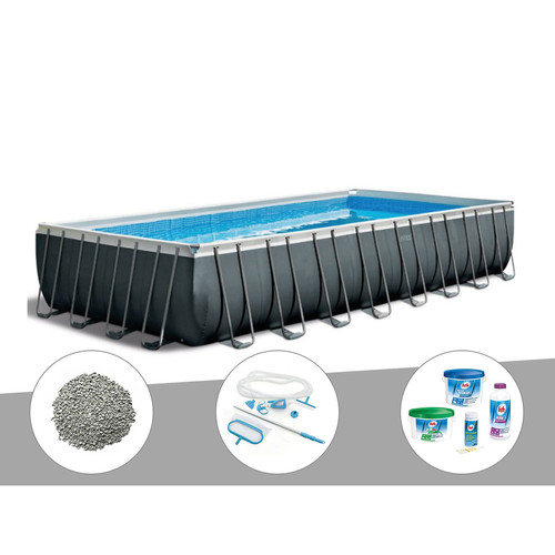 Intex - Kit piscine tubulaire Intex Ultra XTR Frame rectangulaire 9,75 x 4,88 x 1,32 m + 20 kg de zéolite + Kit de traitement au chlore + Kit d'entretien Intex  - Piscine Tubulaire