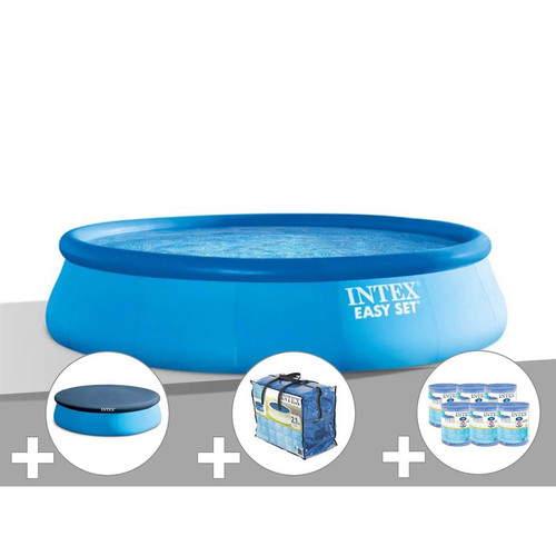 Intex - Kit piscine autoportée Intex Easy Set 3,96 x 0,84 m + Bâche de protection + Bâche à bulles + 6 cartouches de filtration Intex  - Piscines autoportantes Intex