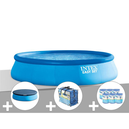 Intex - Kit piscine autoportée Intex Easy Set 4,57 x 0,84 m + Bâche de protection + Bâche à bulles + 6 cartouches de filtration Intex  - Piscines autoportantes