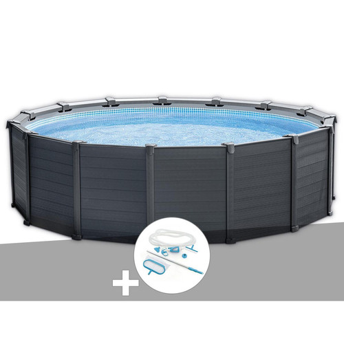 Intex - Kit piscine tubulaire Intex Graphite ronde 4,78 x 1,24 m + Kit d'entretien - Intex